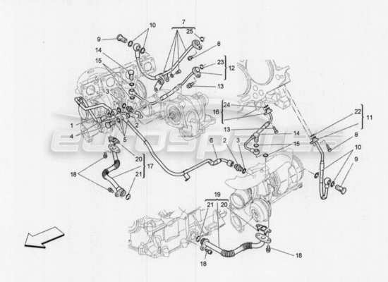 a part diagram from the Maserati Quattroporte M156 (2014 onwards) parts catalogue