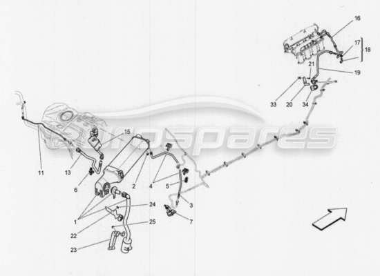 a part diagram from the Maserati Quattroporte M156 (2014 onwards) parts catalogue