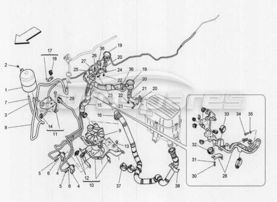 a part diagram from the Maserati Quattroporte M156 (2014 onwards) parts catalogue