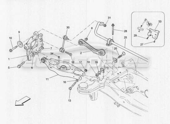 a part diagram from the Maserati Quattroporte M156 (2014 onwards) parts catalogue