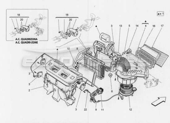 a part diagram from the Maserati Quattroporte M156 (2014 onwards) parts catalogue