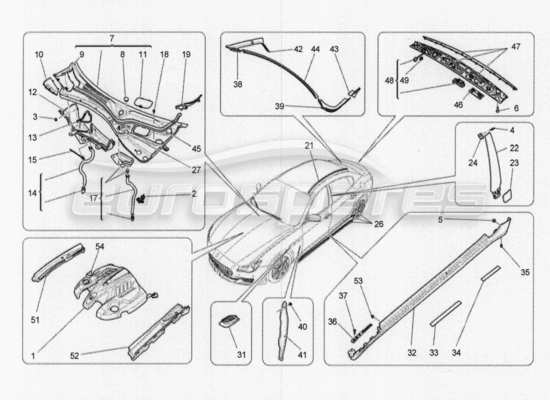 a part diagram from the Maserati Quattroporte M156 (2014 onwards) parts catalogue