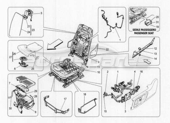 a part diagram from the Maserati Quattroporte M156 (2014 onwards) parts catalogue