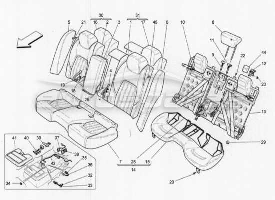 a part diagram from the Maserati Quattroporte M156 (2014 onwards) parts catalogue