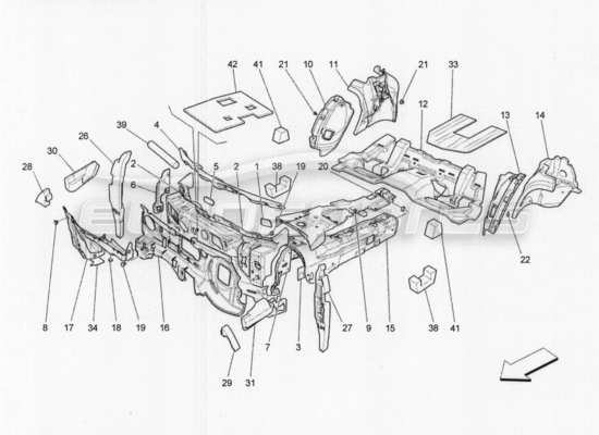 a part diagram from the Maserati Quattroporte M156 (2014 onwards) parts catalogue