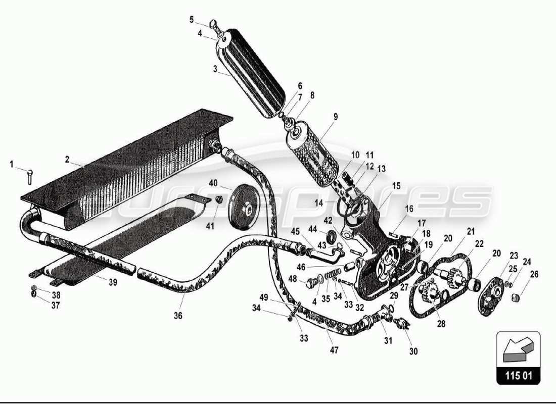 Lamborghini 350 GT OIL SYSTEM Parts Diagram