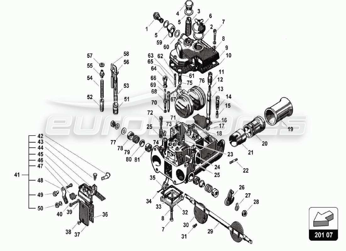 Lamborghini 350 GT fuel system Parts Diagram