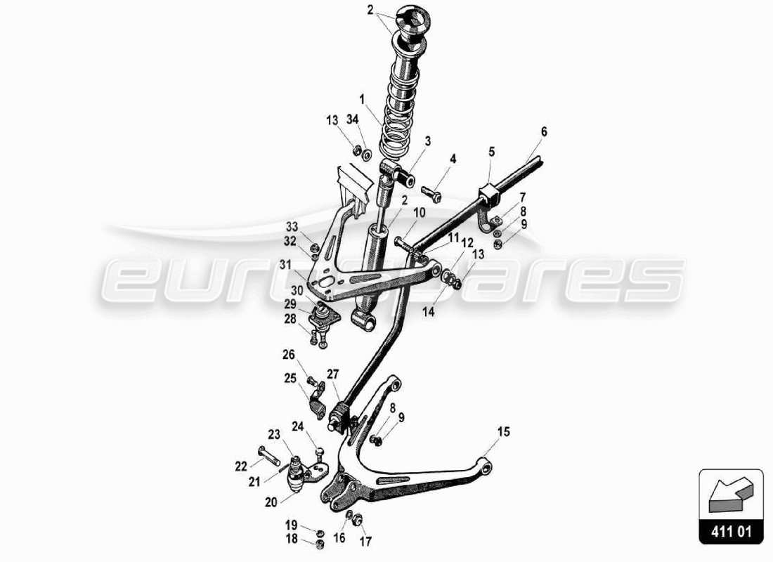 Lamborghini 350 GT Front Suspension Parts Diagram