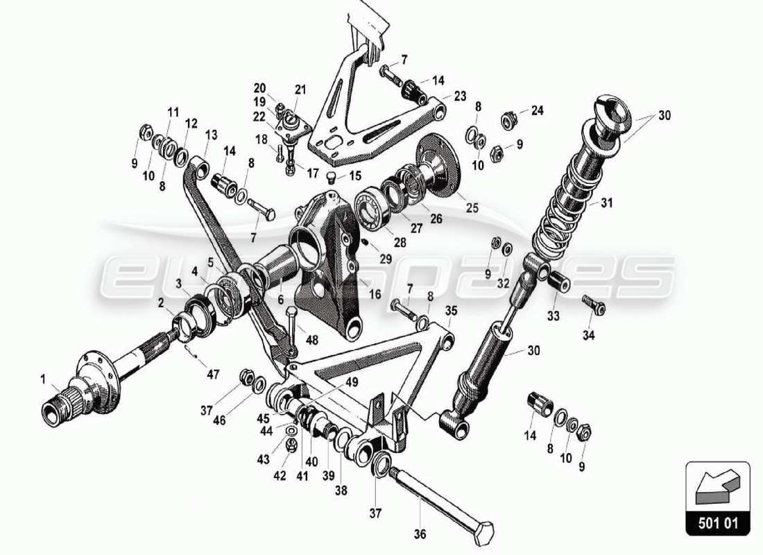 Lamborghini 350 GT Rear Drive Shaft Parts Diagram