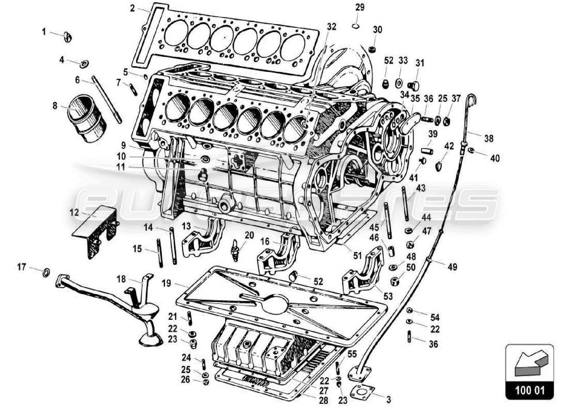 Lamborghini Miura P400S engine Parts Diagram