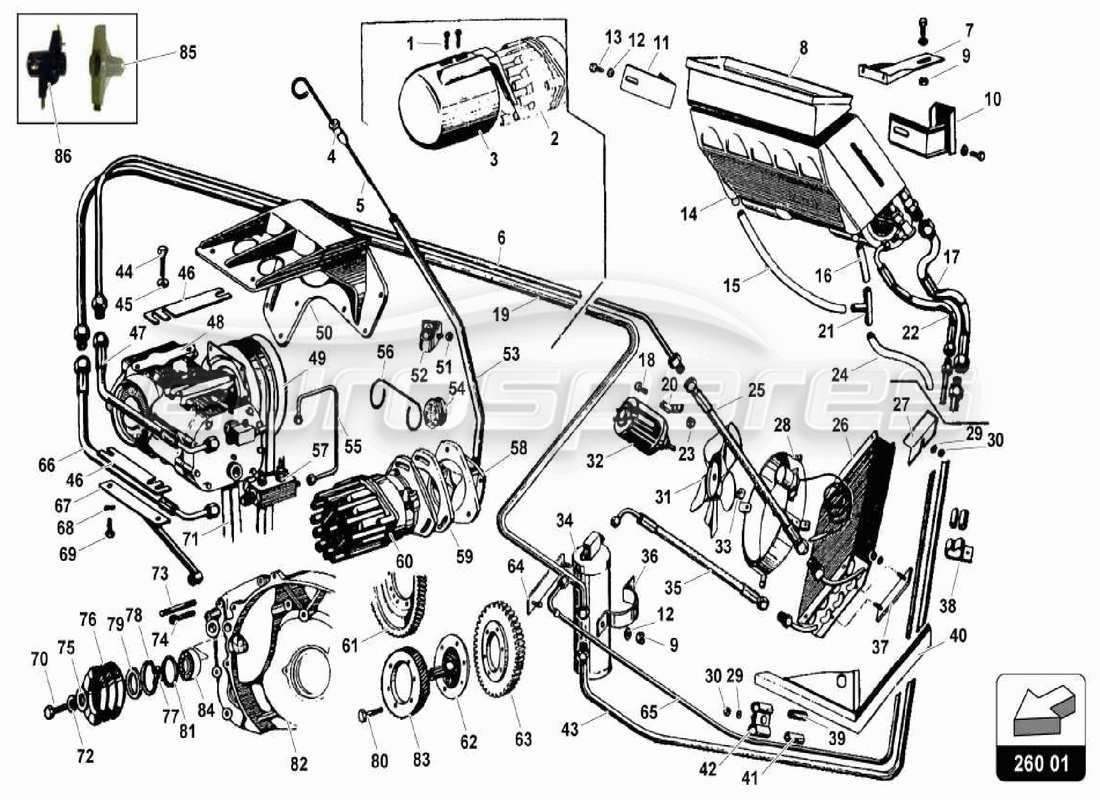 Lamborghini Miura P400S air conditioning system Parts Diagram