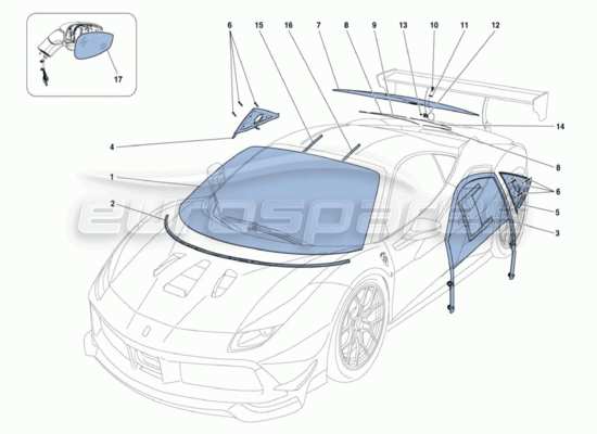 a part diagram from the Ferrari 488 parts catalogue