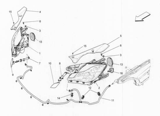 a part diagram from the Maserati Quattroporte M156 (2014 onwards) parts catalogue