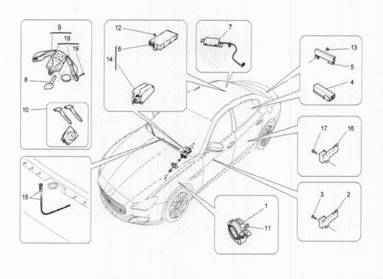 a part diagram from the Maserati Quattroporte M156 (2014 onwards) parts catalogue