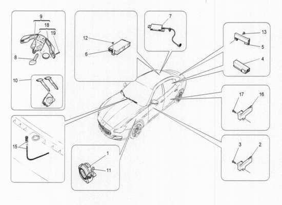 a part diagram from the Maserati Quattroporte M156 (2014 onwards) parts catalogue