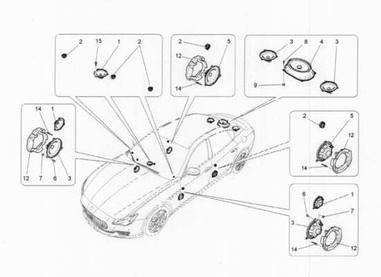 a part diagram from the Maserati Quattroporte M156 (2014 onwards) parts catalogue