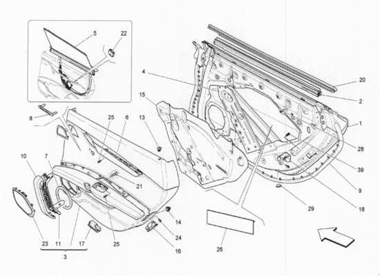 a part diagram from the Maserati Quattroporte M156 (2014 onwards) parts catalogue