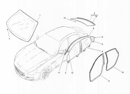 a part diagram from the Maserati Quattroporte M156 (2014 onwards) parts catalogue