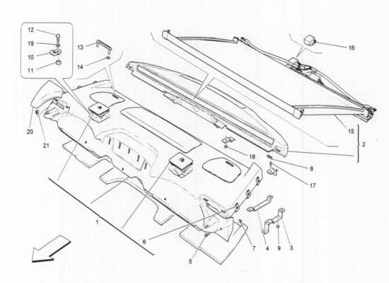 a part diagram from the Maserati Quattroporte M156 (2014 onwards) parts catalogue