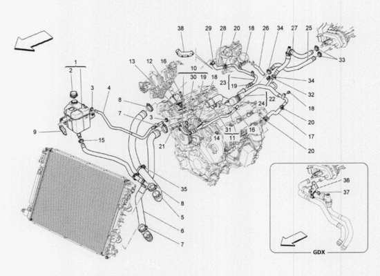 a part diagram from the Maserati Quattroporte M156 (2014 onwards) parts catalogue