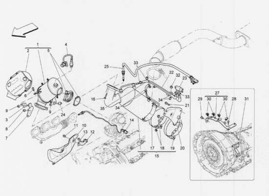 a part diagram from the Maserati Quattroporte M156 (2014 onwards) parts catalogue