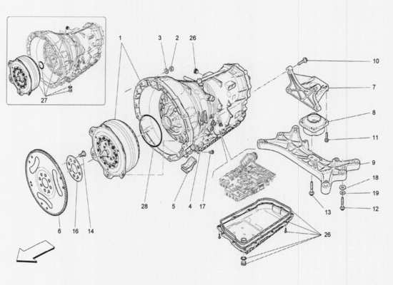 a part diagram from the Maserati Quattroporte M156 (2014 onwards) parts catalogue