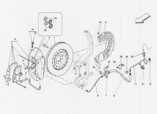 a part diagram from the Maserati Quattroporte M156 (2014 onwards) parts catalogue