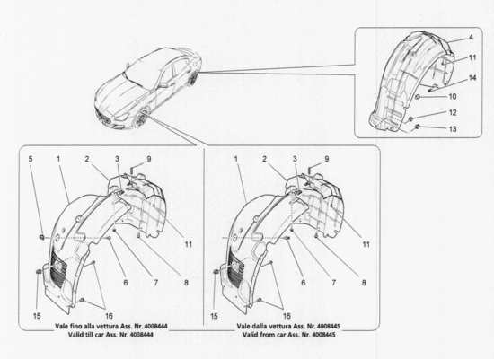 a part diagram from the Maserati Quattroporte M156 (2014 onwards) parts catalogue