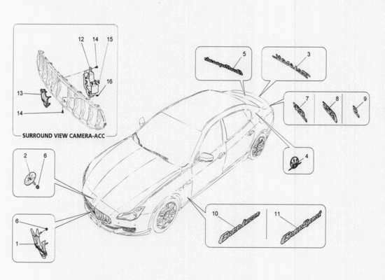 a part diagram from the Maserati Quattroporte M156 (2014 onwards) parts catalogue