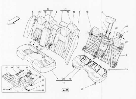 a part diagram from the Maserati Quattroporte M156 (2014 onwards) parts catalogue