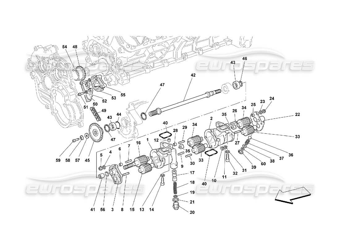 Ferrari 550 Maranello Lubrication - Oil Pumps Parts Diagram