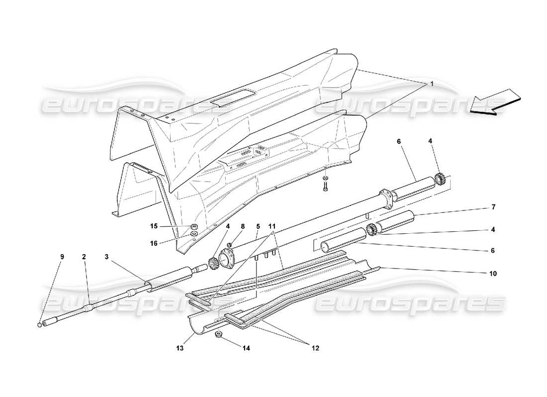 Ferrari 550 Maranello Engine-Gearbox Connecting Tube and Insulation Parts Diagram