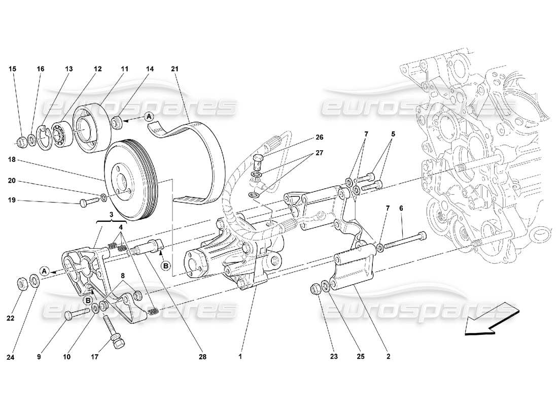 Ferrari 550 Maranello Hydraulic Steering Pumps Parts Diagram