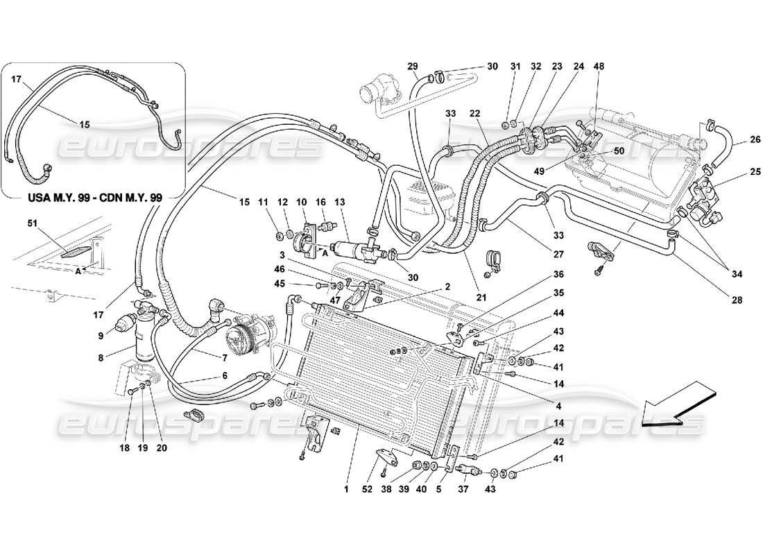 Ferrari 550 Maranello air conditioning system Parts Diagram