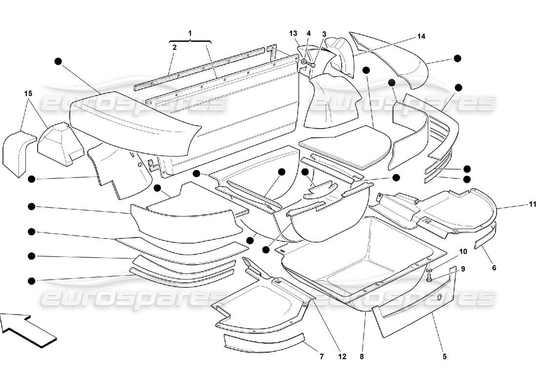 Ferrari 550 Maranello Boot Insulation Parts Diagram