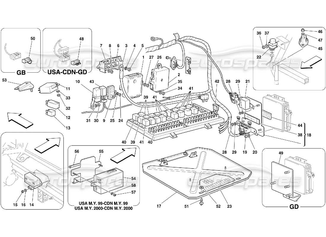 Ferrari 550 Maranello Electrical Boards Parts Diagram