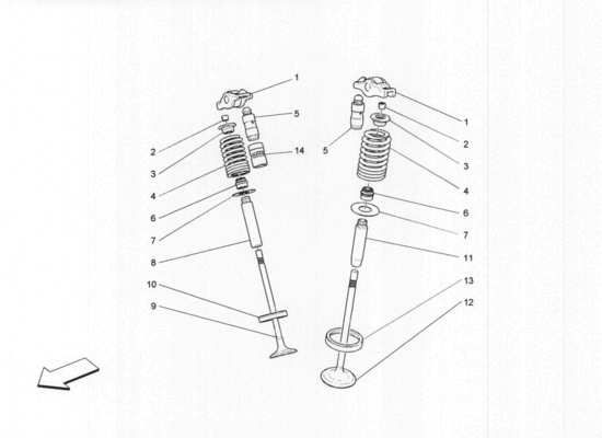 a part diagram from the Maserati Quattroporte M156 (2014 onwards) parts catalogue