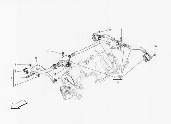 a part diagram from the Maserati Quattroporte M156 (2014 onwards) parts catalogue