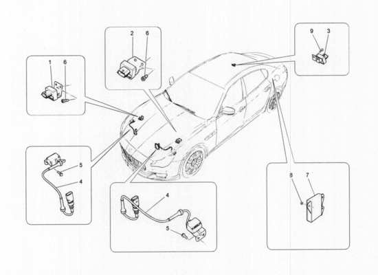 a part diagram from the Maserati Quattroporte M156 (2014 onwards) parts catalogue