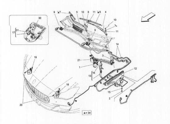 a part diagram from the Maserati Quattroporte M156 (2014 onwards) parts catalogue