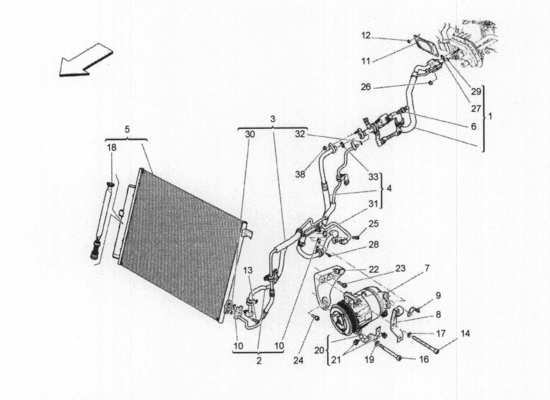 a part diagram from the Maserati Quattroporte M156 (2014 onwards) parts catalogue