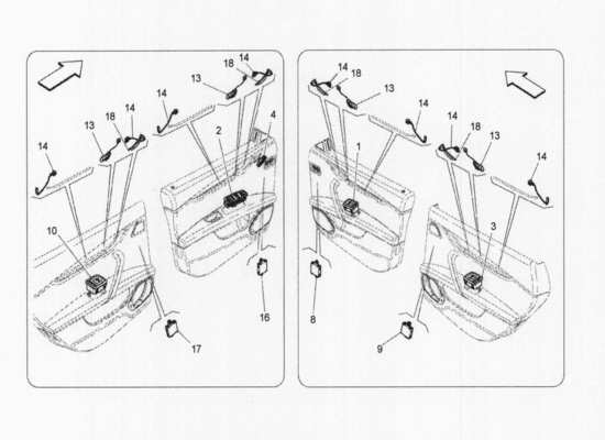 a part diagram from the Maserati Quattroporte M156 (2014 onwards) parts catalogue