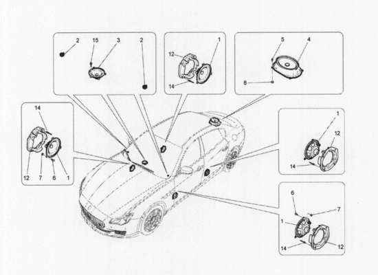 a part diagram from the Maserati Quattroporte M156 (2014 onwards) parts catalogue