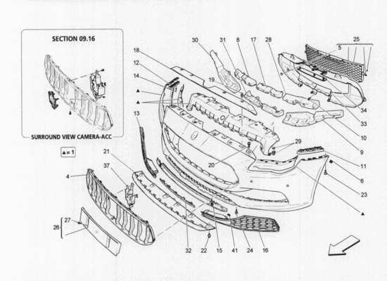 a part diagram from the Maserati Quattroporte M156 (2014 onwards) parts catalogue