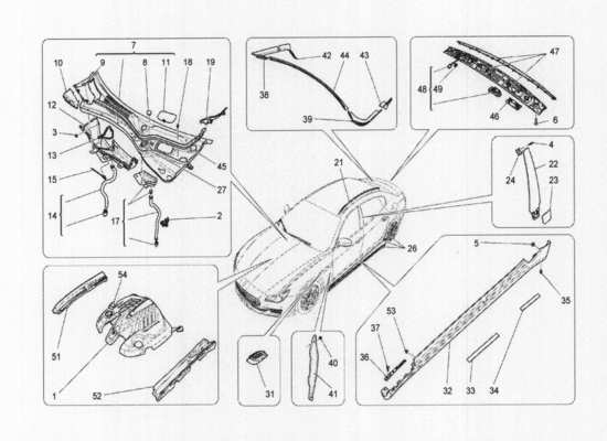 a part diagram from the Maserati Quattroporte M156 (2014 onwards) parts catalogue