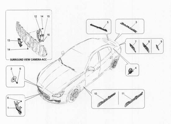 a part diagram from the Maserati Quattroporte M156 (2014 onwards) parts catalogue