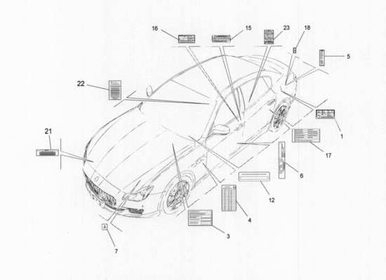 a part diagram from the Maserati Quattroporte M156 (2014 onwards) parts catalogue