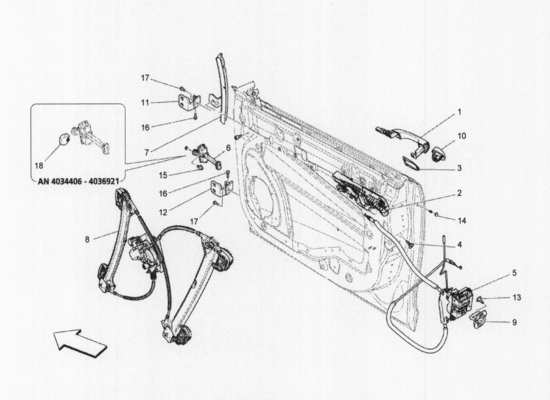 a part diagram from the Maserati Quattroporte M156 (2014 onwards) parts catalogue