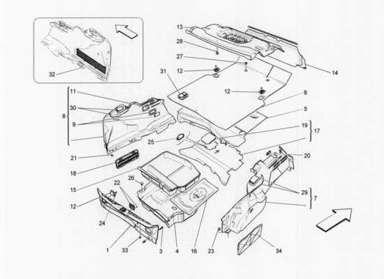 a part diagram from the Maserati Quattroporte M156 (2014 onwards) parts catalogue