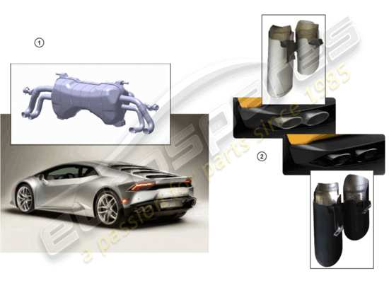 a part diagram from the Lamborghini Huracan Accessories parts catalogue